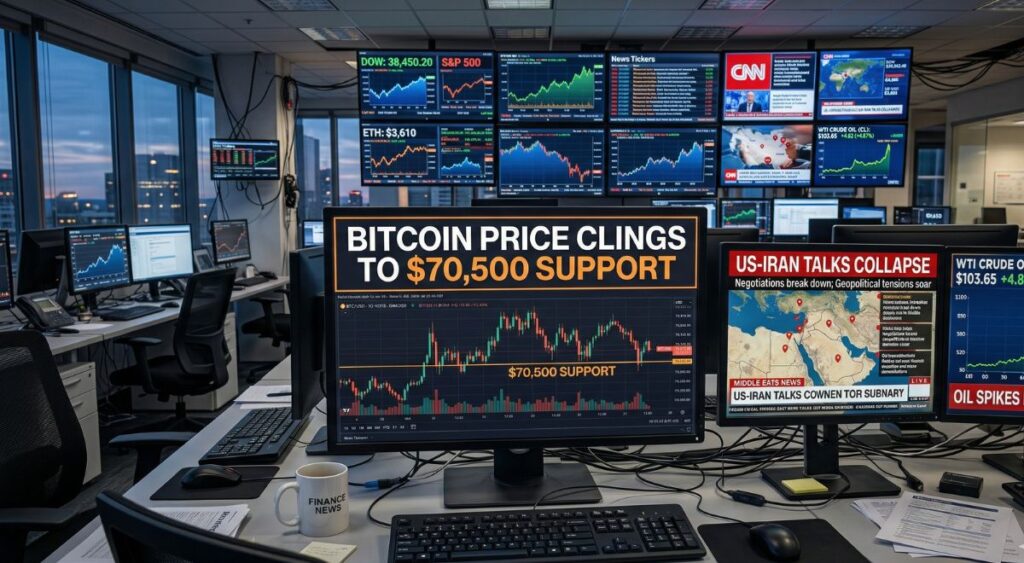 Bitcoin Price Clings to $70,500 Support After US-Iran Talks Collapse and Oil Spikes Past $103