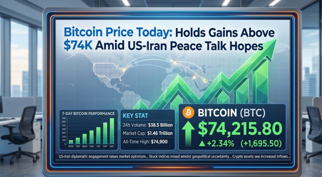 Bitcoin Price Today: Holds Gains Above $74K Amid US-Iran Peace Talk Hopes