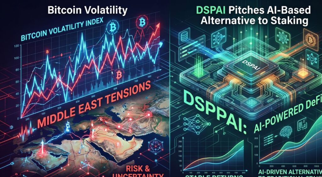Bitcoin Volatility Rises Amid Middle East Tensions as DSPAI Pitches AI-Based Alternative to Staking