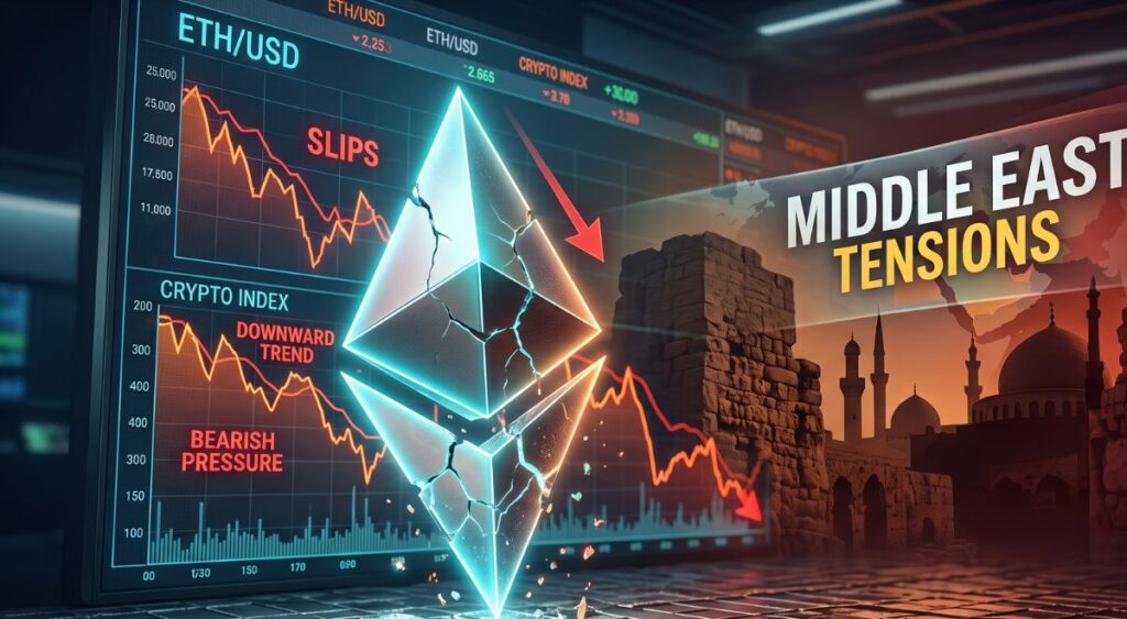 Ethereum slips as Middle East tensions weigh on crypto markets